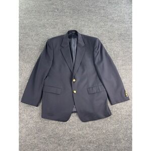 Chaps Blazer 42S Blue Wool Uniform Gold Button Crest Vintage Ivy League Classic